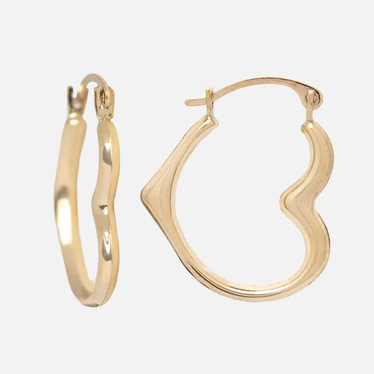 10K Forever Heart Hoop Earrings