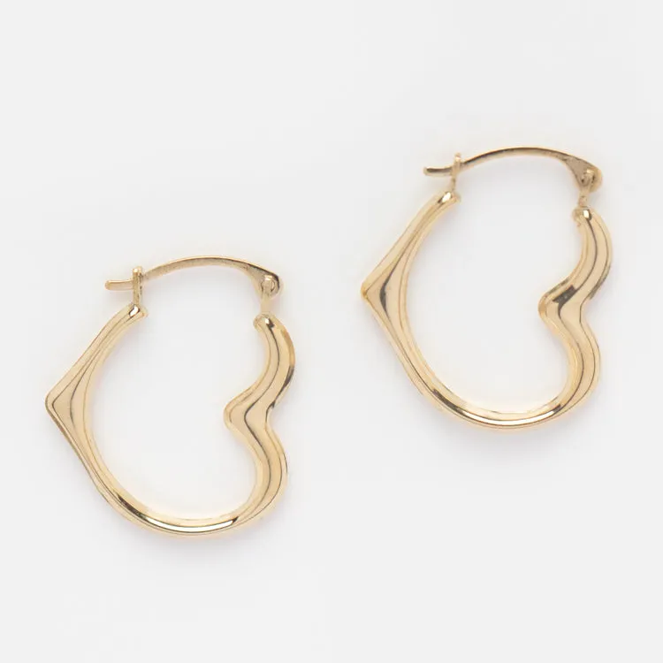 10K Forever Heart Hoop Earrings