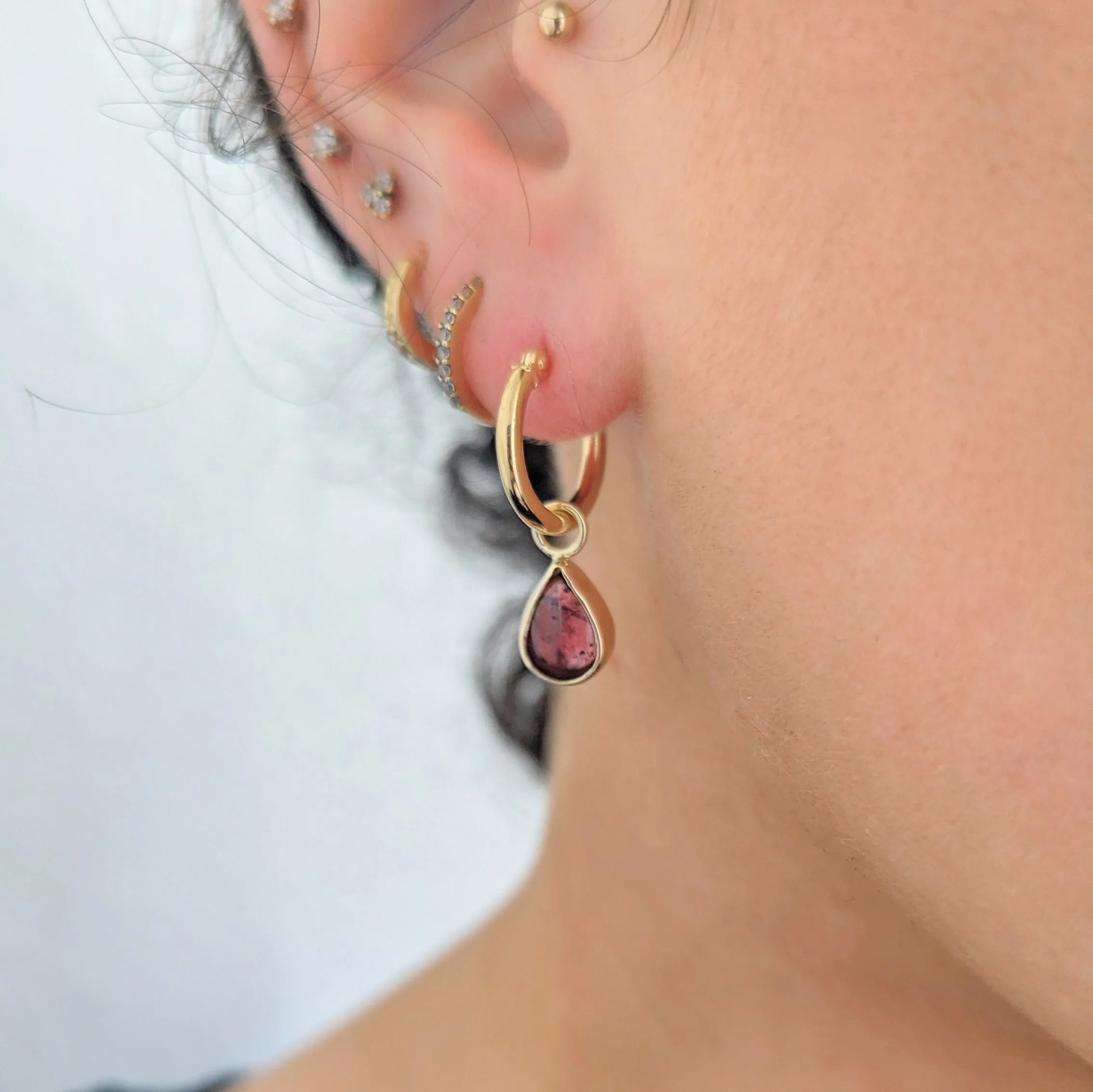 14K Solid Gold Tourmaline Earrings