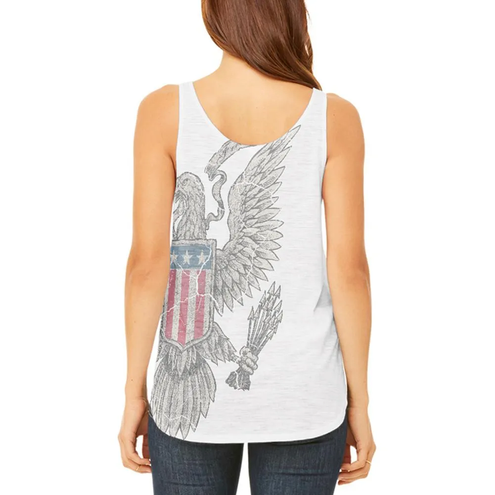 4th Of July Born Free Vintage American Eagle Juniors Flowy Side Slit Tank Top