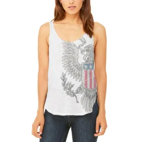 4th Of July Born Free Vintage American Eagle Juniors Flowy Side Slit Tank Top