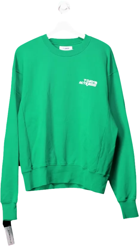 7 Days Active Green Crew Neck Sweatshirt UK S