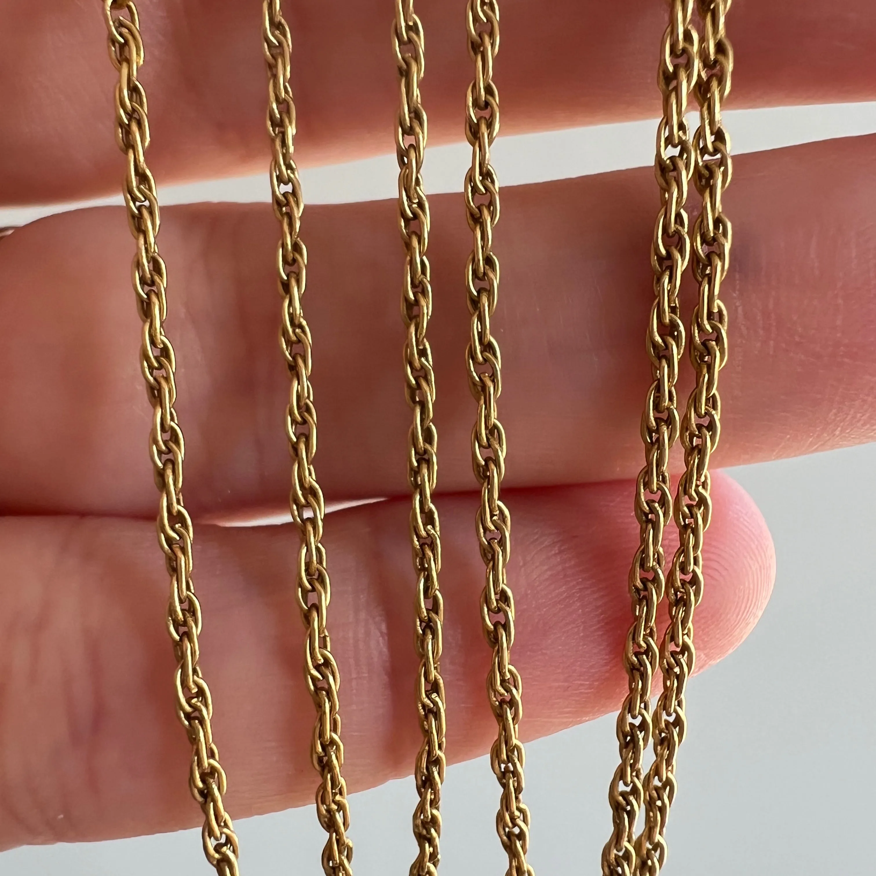 A N T I Q U E // woven links / solid 18k yellow gold loose link rope chain / almost 22, 4.2g