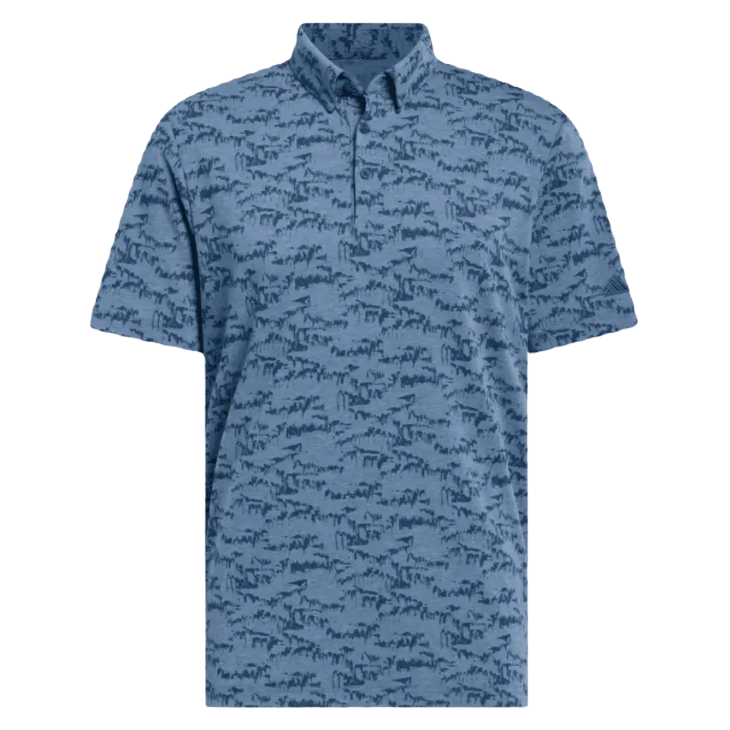 Adidas Go-To Printed Golf Polo Shirt - Blue