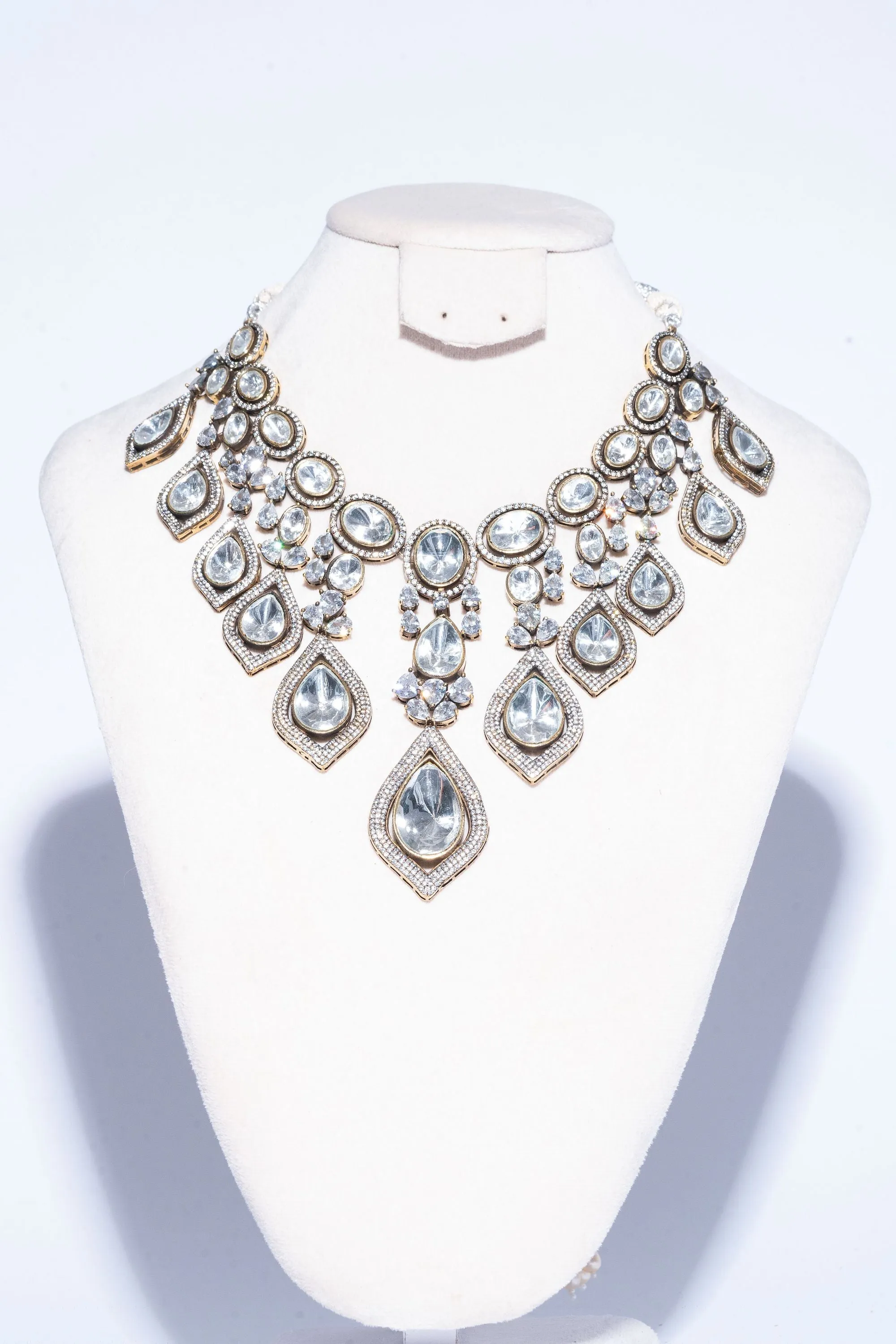 Ajmar Crystal Necklace & Earring Set By Jaipur Rose Luxury Indian Jewelry Online