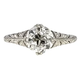 Art Deco Engagement Ring, Old Euro 1.32ct