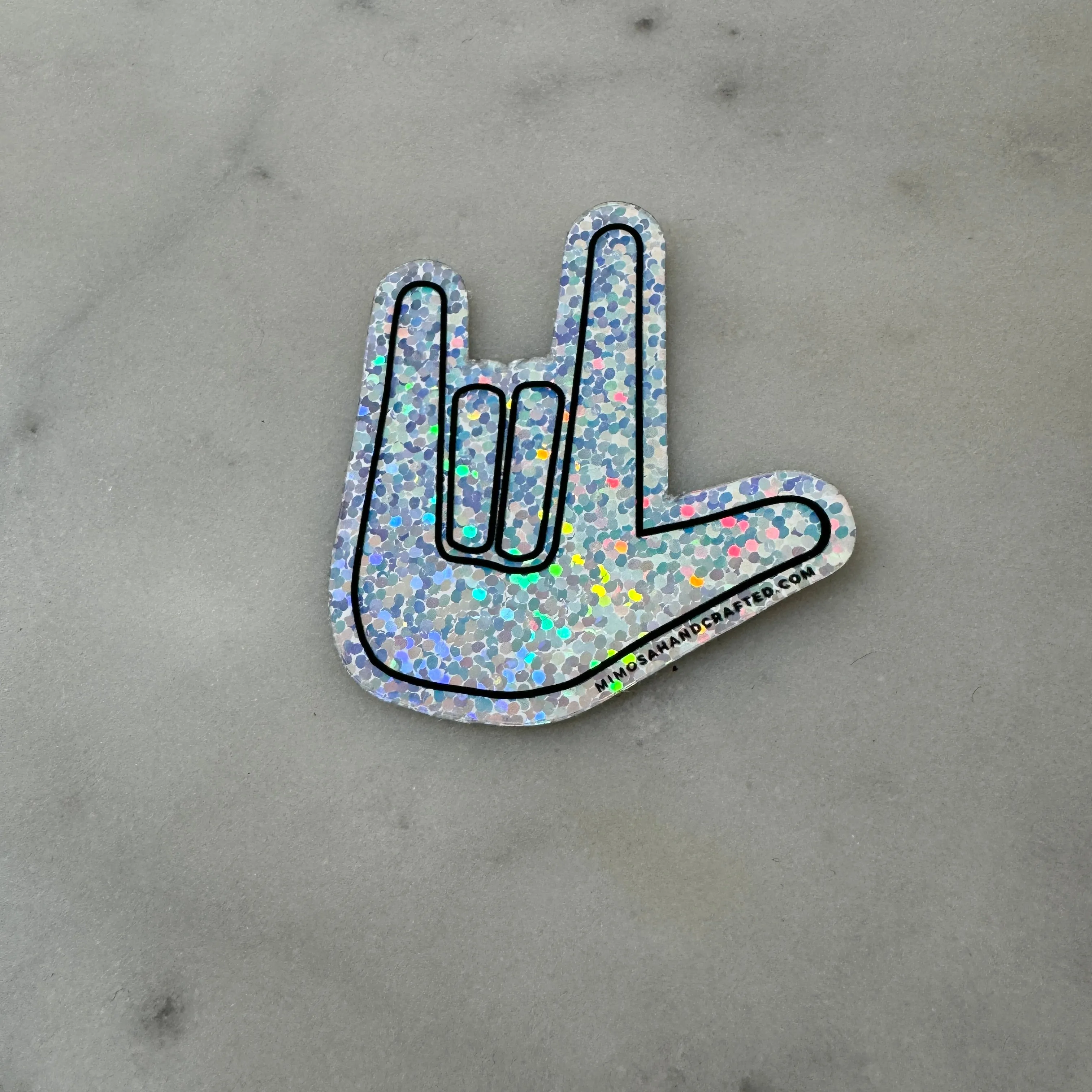 ASL I LOVE YOU STICKER - GLITTER