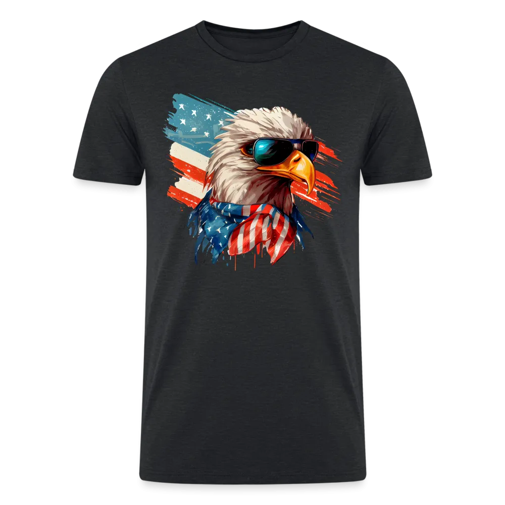 Aviator Freedom: Men's Tri-Blend T-Shirt with Bald Eagle and American Flag