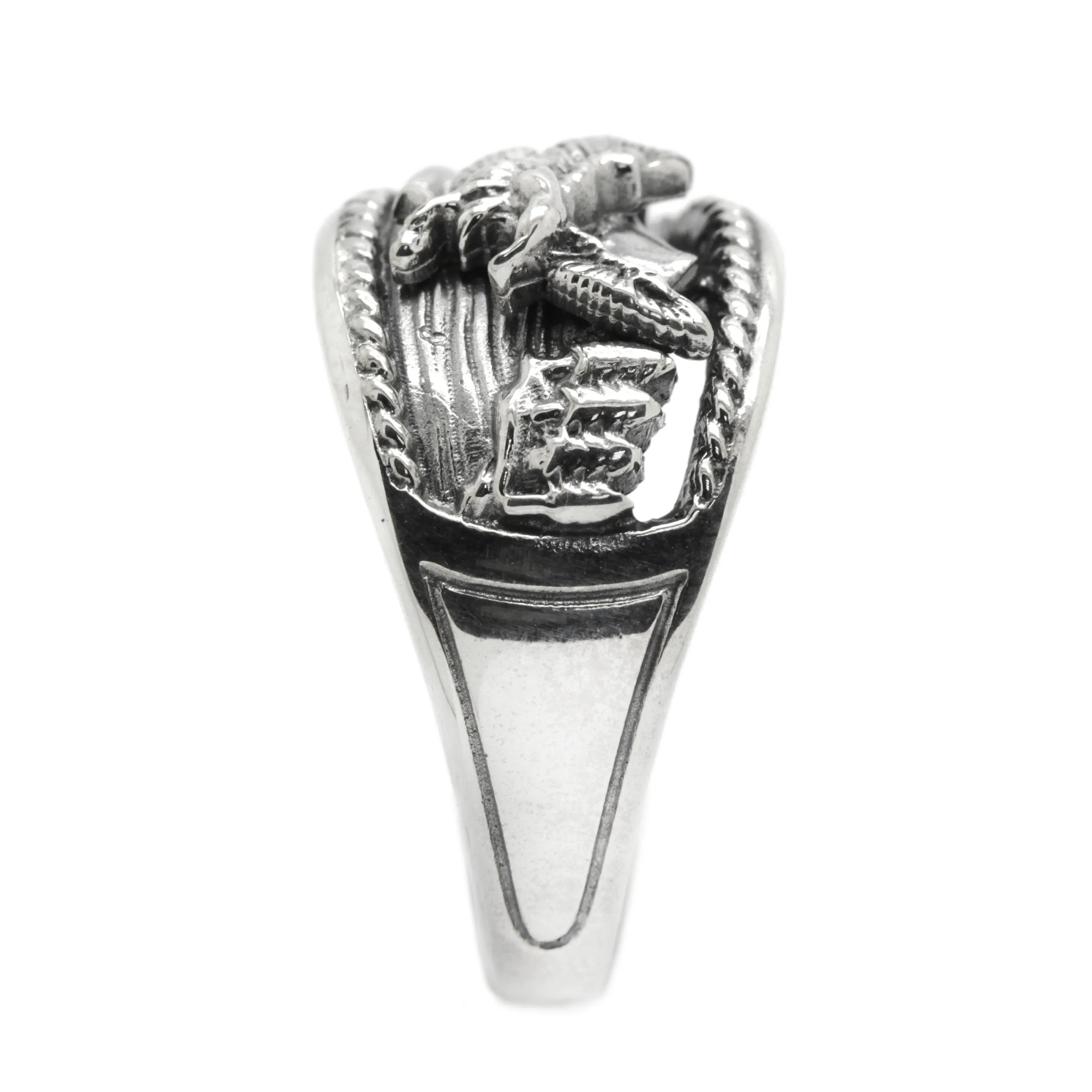 Bald Eagle American Cowboy Mens Silver Ring