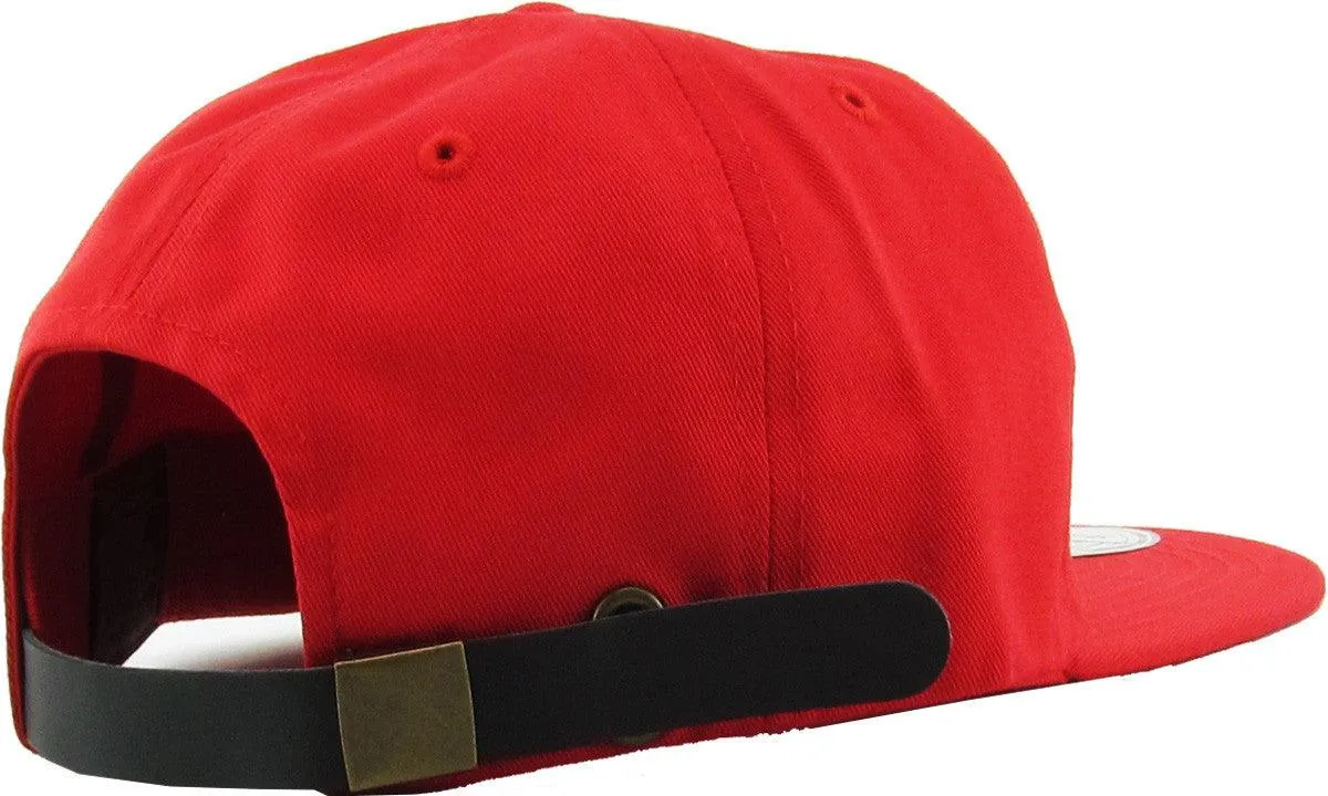 Blank Flat Brim Leather Strapbacks