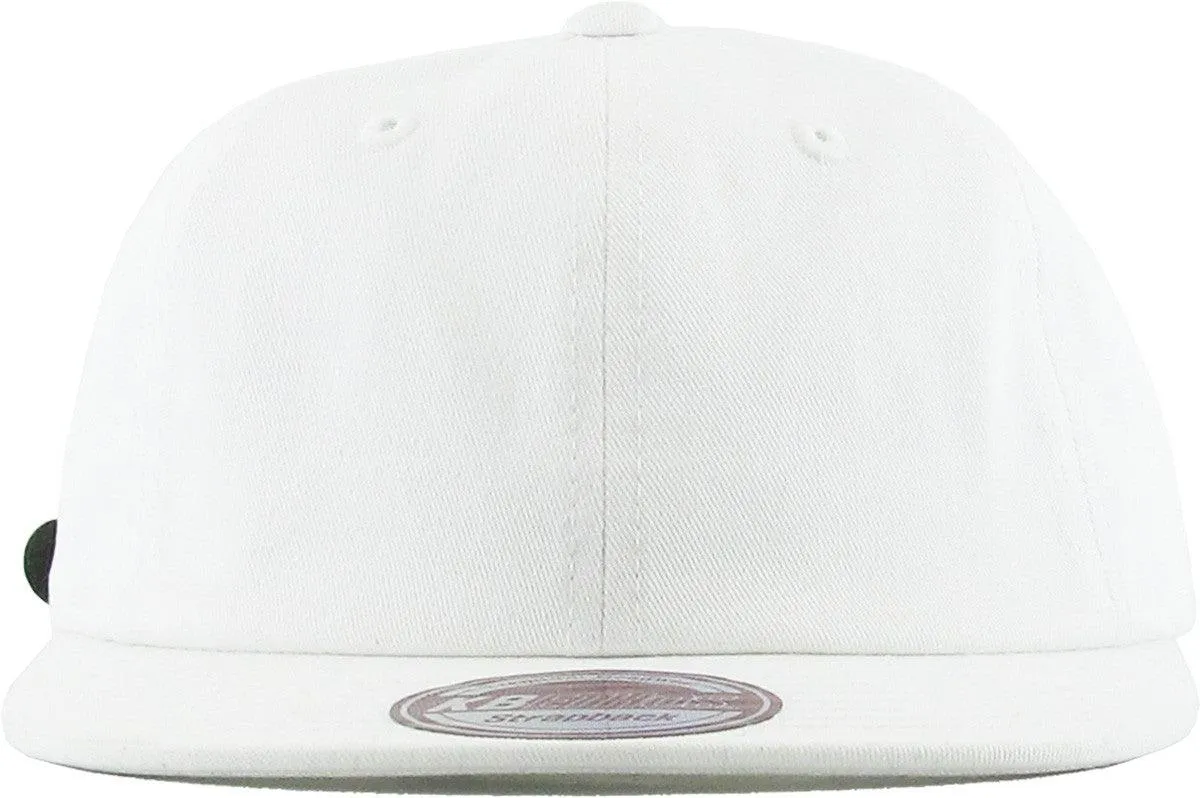 Blank Flat Brim Leather Strapbacks