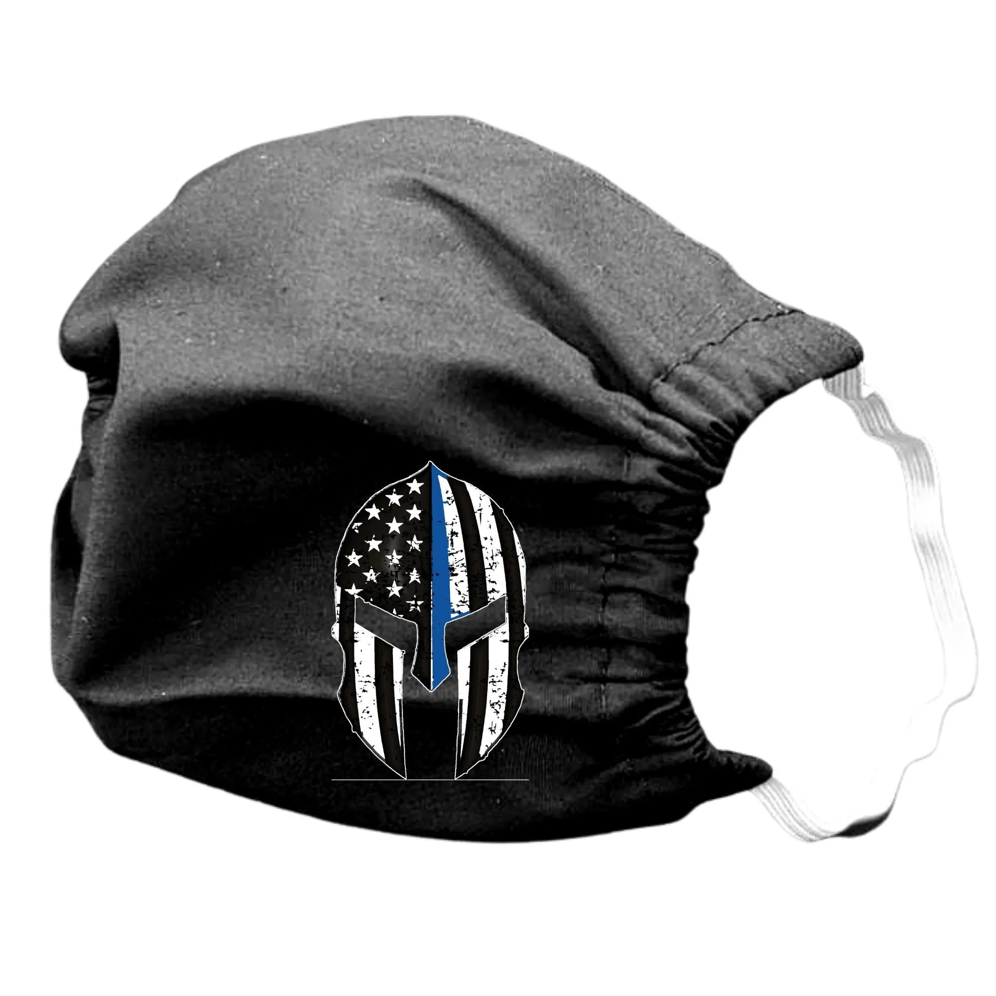 Blue Line Cotton Face Masks Washable Reuseable Law Enforcement American Flag USA Black