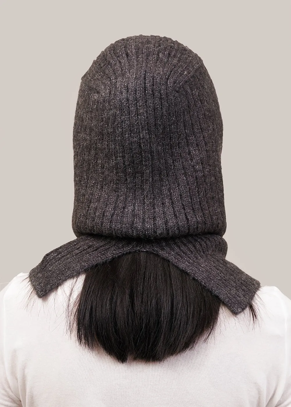 Charcoal Ribbed Knit Balaclava