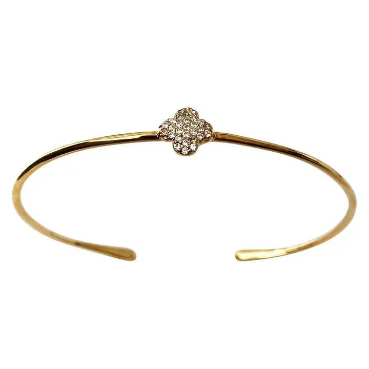 Charlotte Bangle in Clover Design with White Zirconia Accents