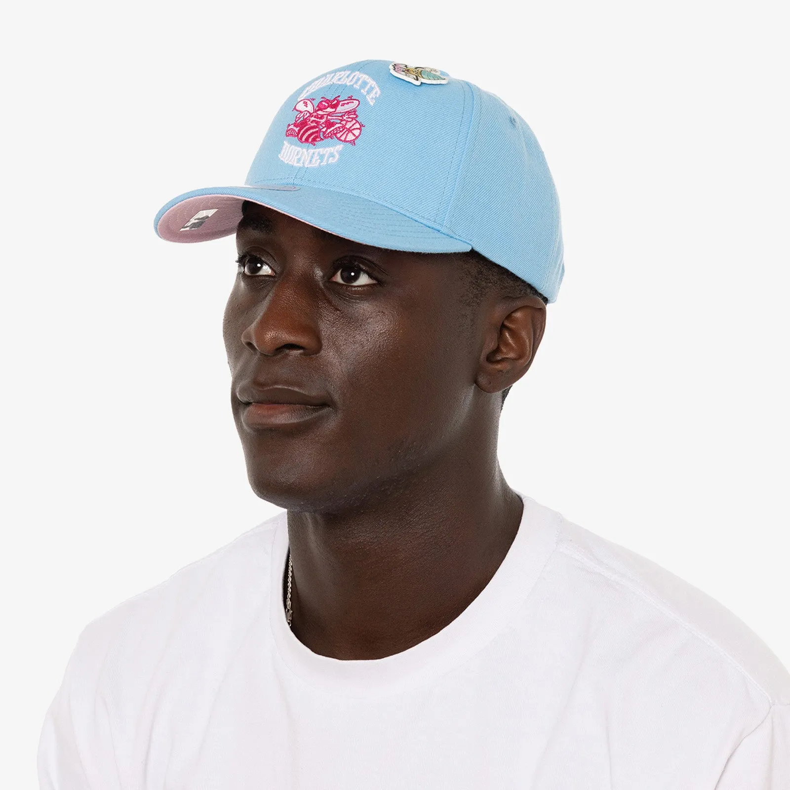 Charlotte Hornets Ice Cream Pro Crown Snapback Hat - Light Blue and Pink Adjustable Cap