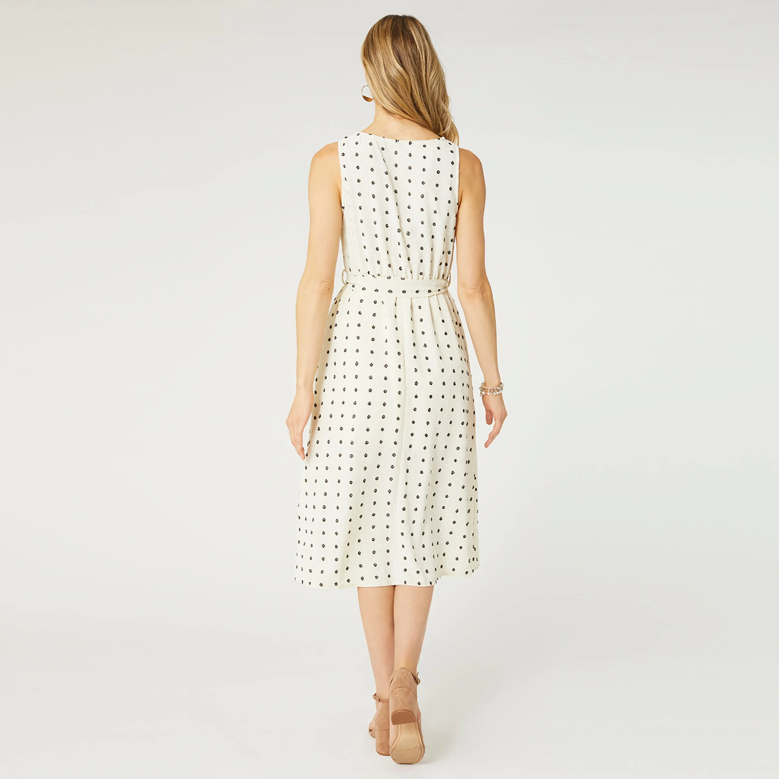 Charlotte Swiss Dot Tank Dress with Tie - Buttercream Polka Dot - Final Sale