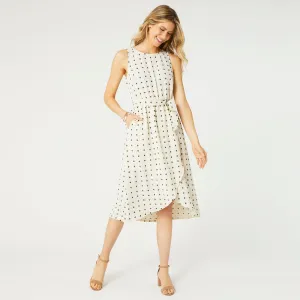 Charlotte Swiss Dot Tank Dress with Tie - Buttercream Polka Dot - Final Sale