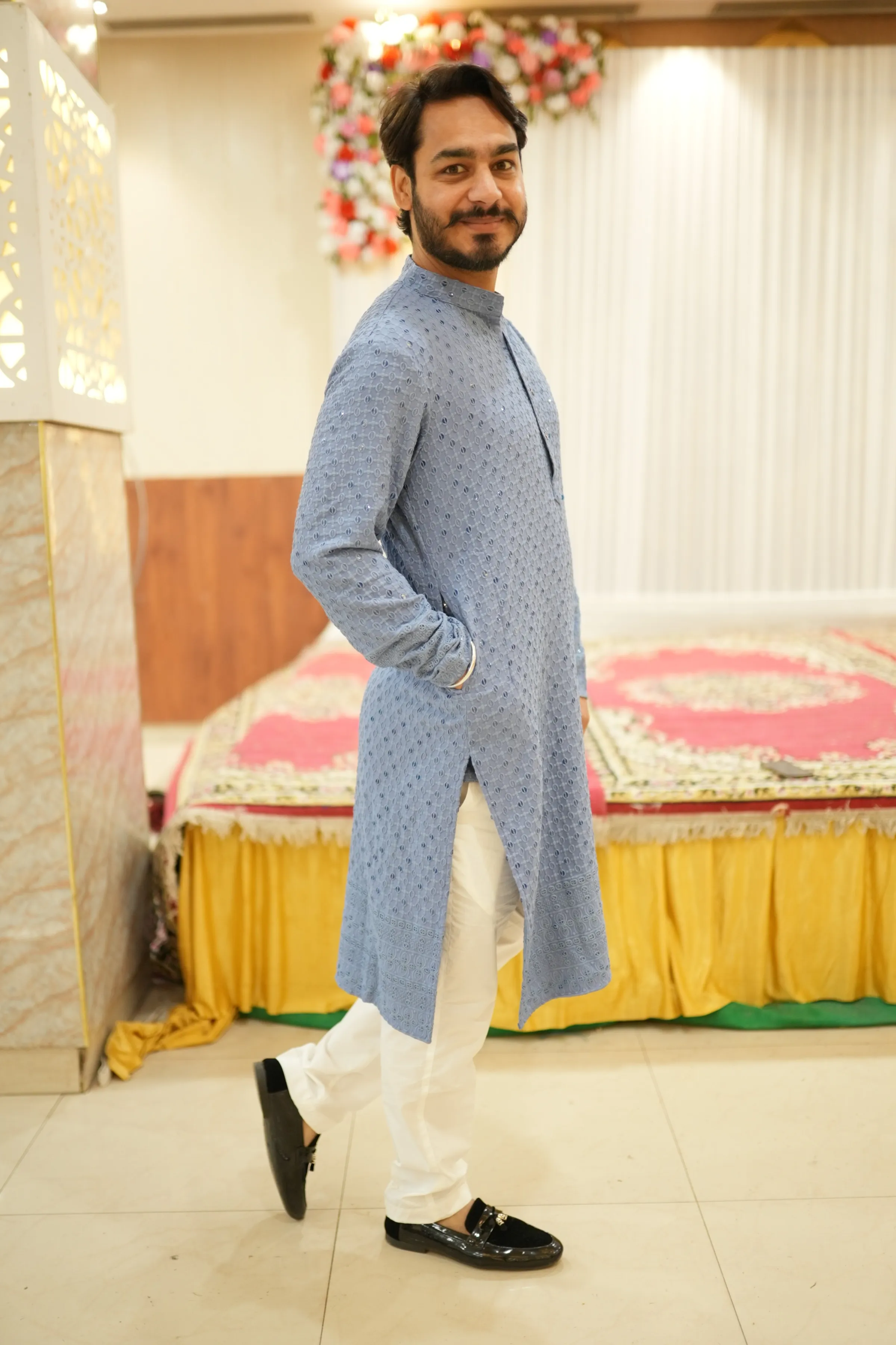 Cobalt Blue Sequined Kurta