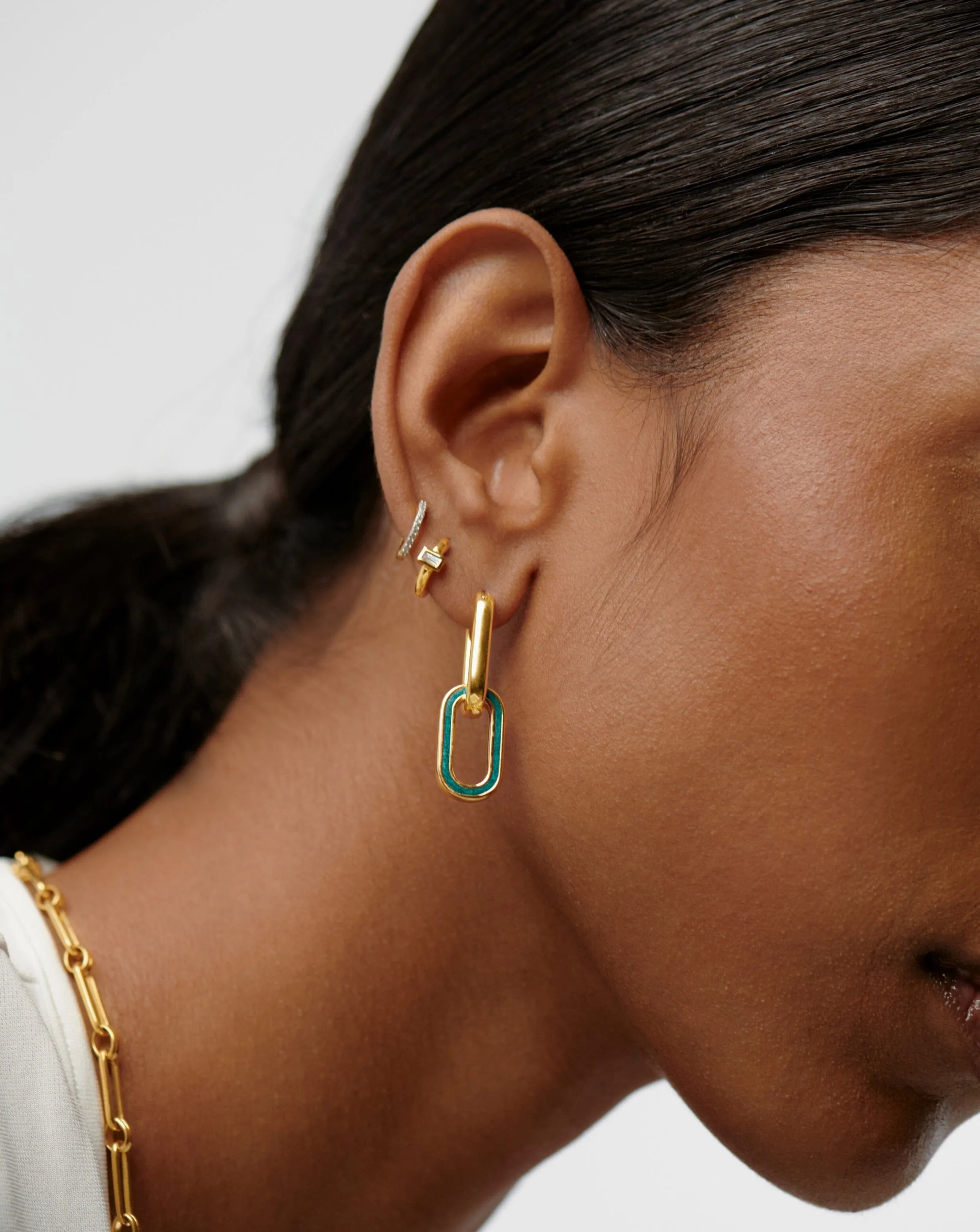 Convertible Ovate Double Link Hoop Earrings