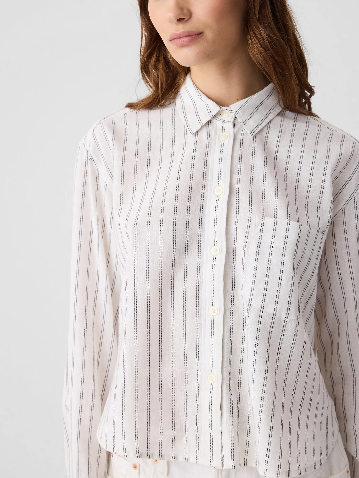 Cropped Linen-Blend Shirt