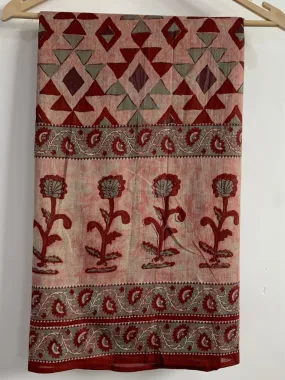 Deep Maroon Block Printed Dupatta