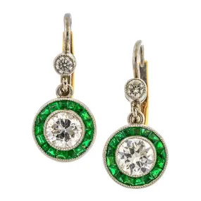 Diamond & Emerald Target Earrings