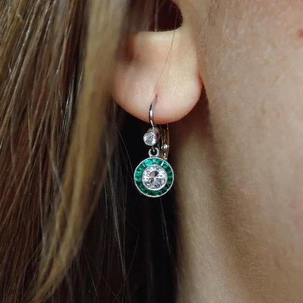 Diamond & Emerald Target Earrings