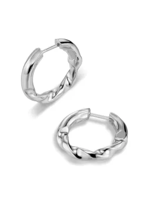 Drill Bit Hoop Earrings Small: Sterling Silver