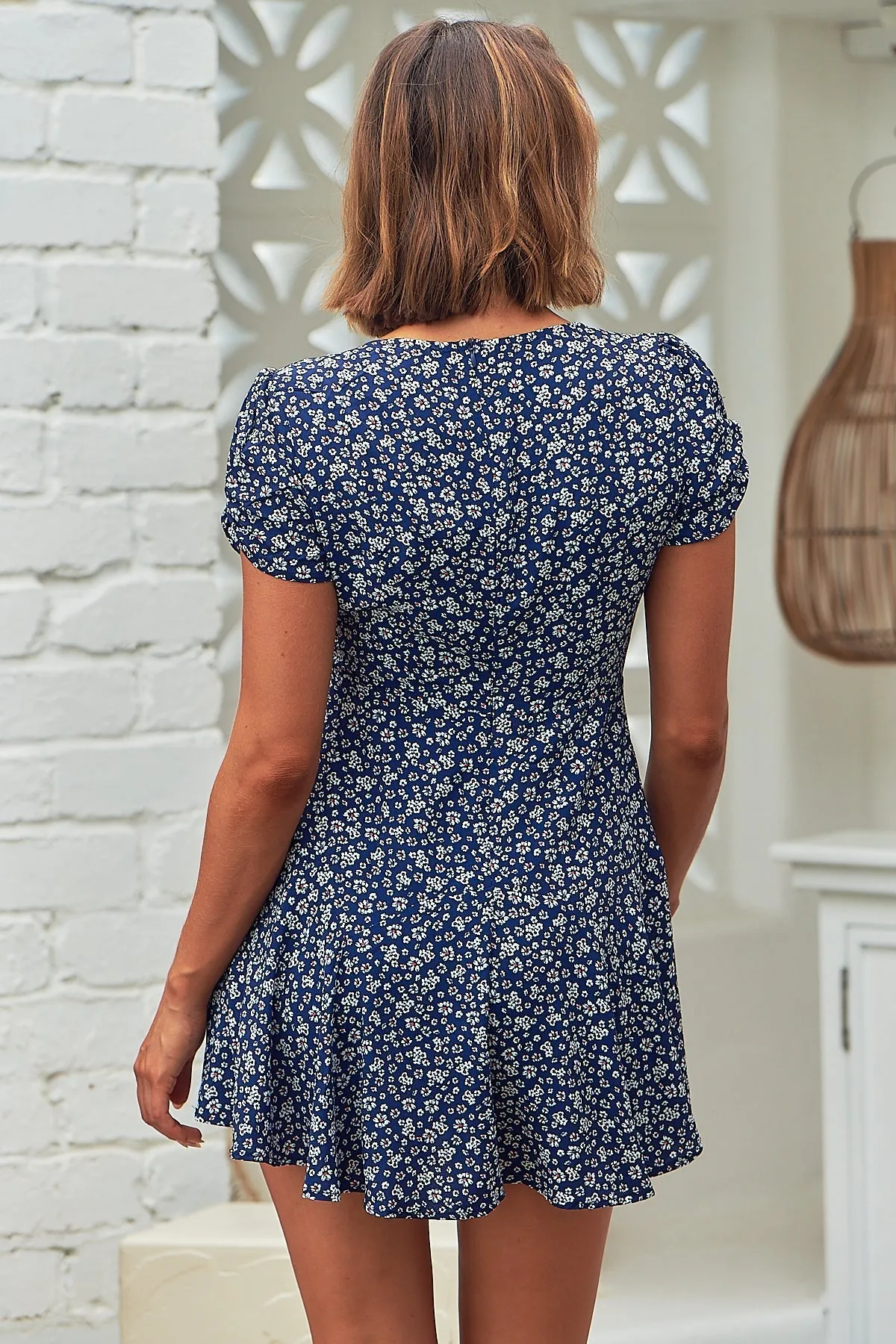 Dylan Floral Navy Cap Sleeve Dress