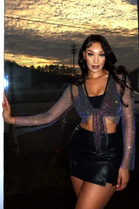 Excuse Me Rhinestone Fishnet Top