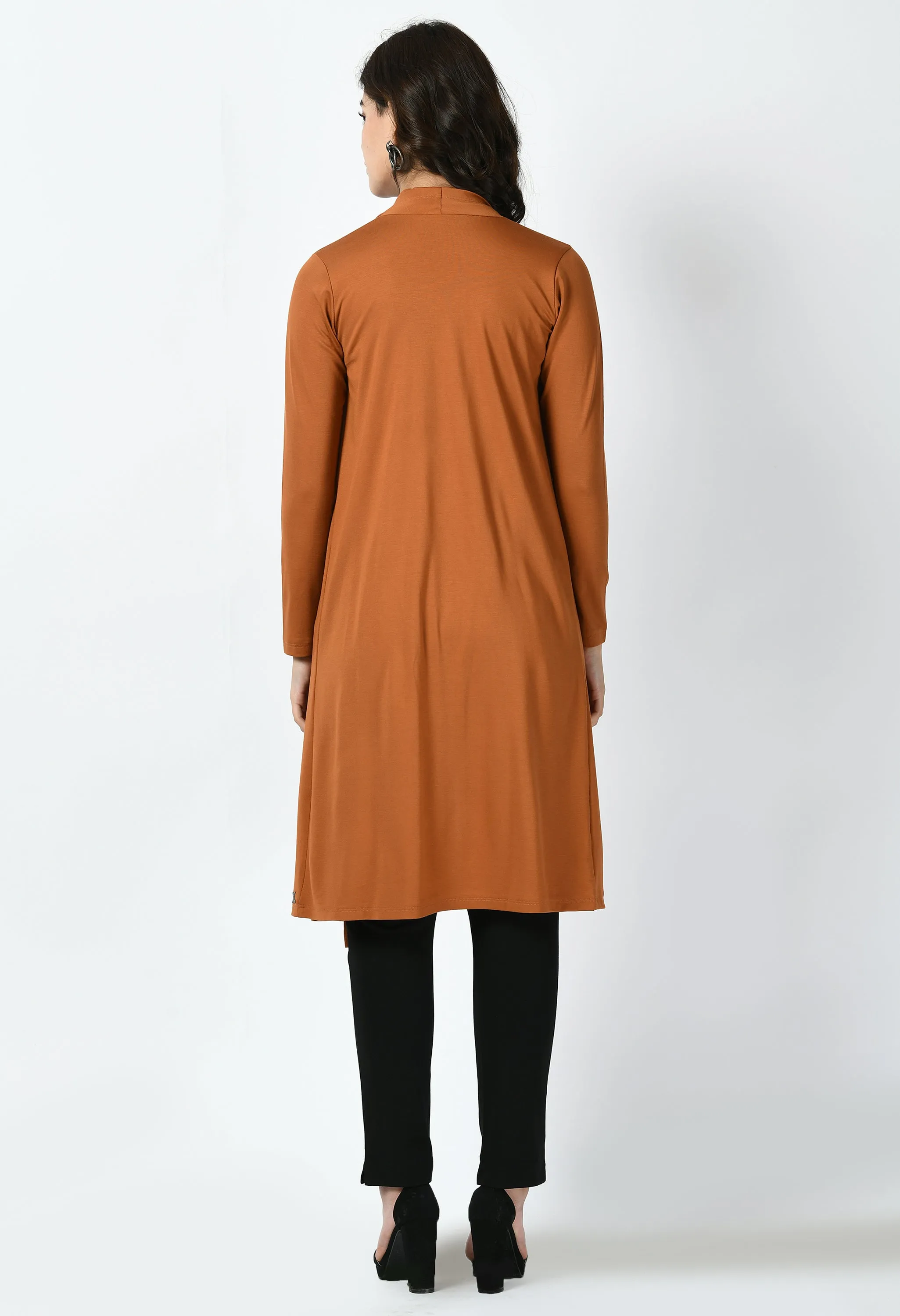 Exude Bravery Knee-length Shrug (Tan Brown)