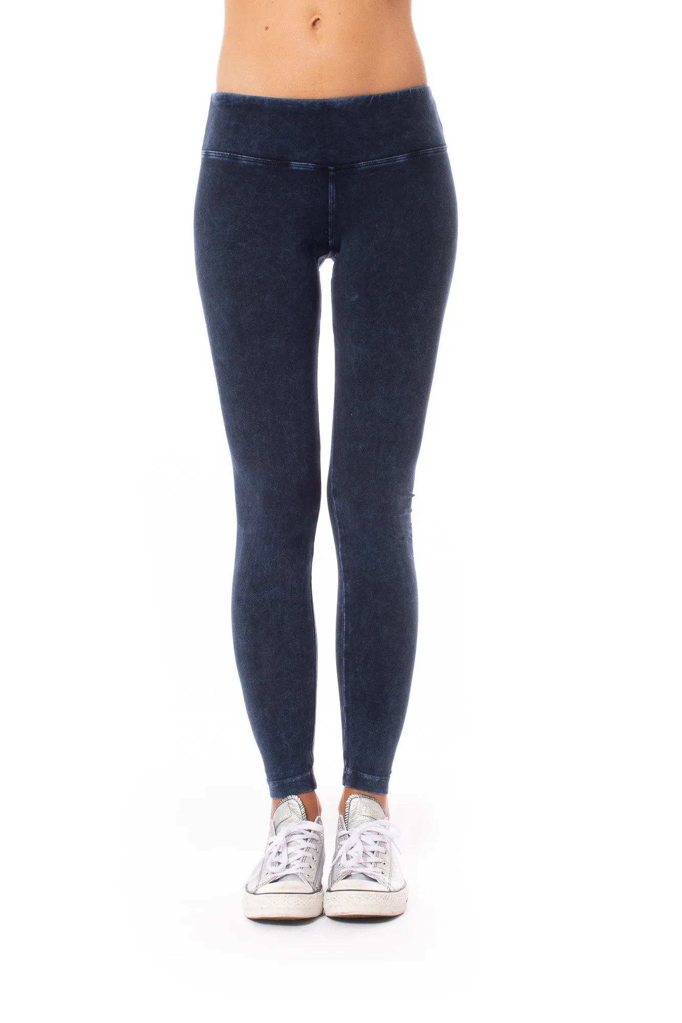 Flat Waist Ankle Legging (Style W-452, Dark Blue Mineral Wash MW8) by Hard Tail Forever