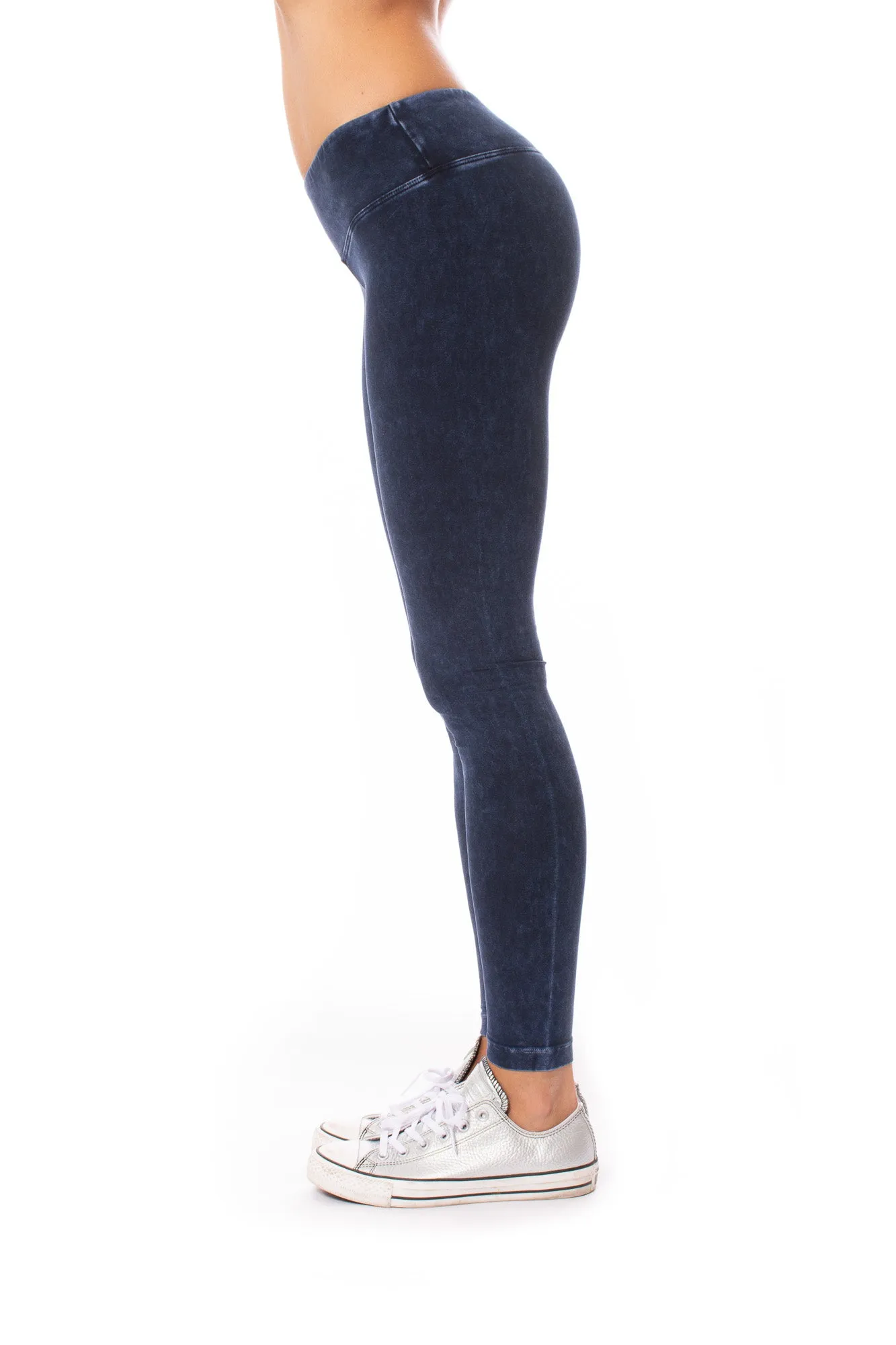 Flat Waist Ankle Legging (Style W-452, Dark Blue Mineral Wash MW8) by Hard Tail Forever