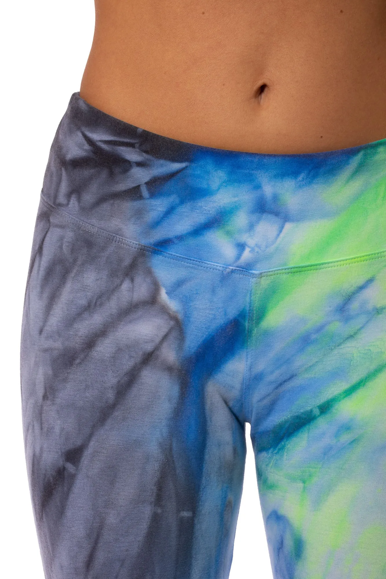 Flat Waist Capri (Style W-374, Tie-Dye Blueberry Limesicle) by Hard Tail Forever