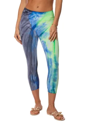 Flat Waist Capri (Style W-374, Tie-Dye Blueberry Limesicle) by Hard Tail Forever