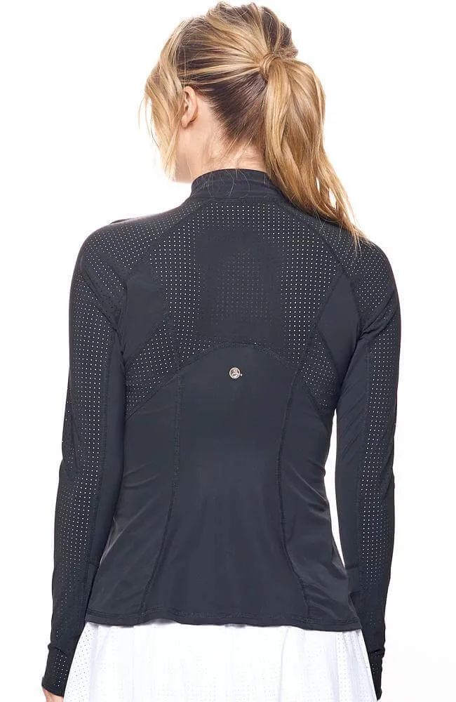 Grace 1/2 Zip Long Sleeve Top Black