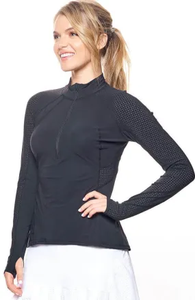 Grace 1/2 Zip Long Sleeve Top Black