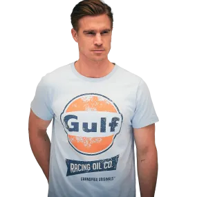 GrandPrix Originals Men's Gulf Vintage Racing Oil T-Shirt - Gulf Blue/Cream