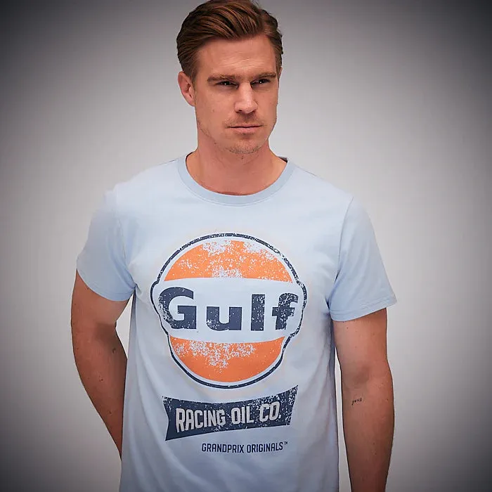 GrandPrix Originals Men's Gulf Vintage Racing Oil T-Shirt - Gulf Blue/Cream