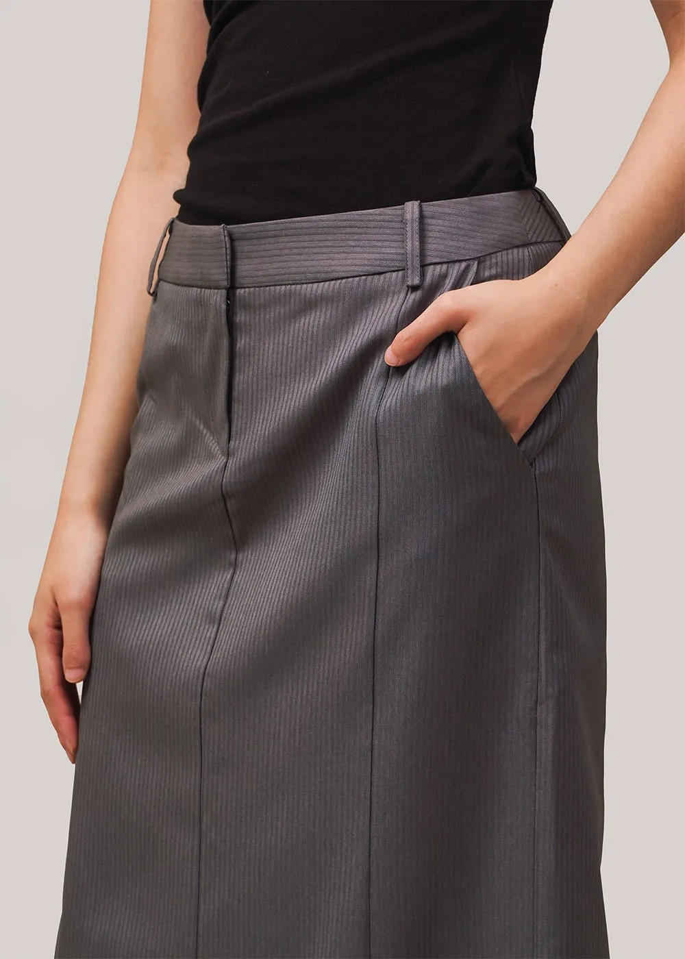 Grey Pinstripe All-Day Maxi Skirt