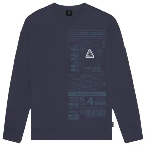 HUF BIT-6 CREWNECK-NAVY