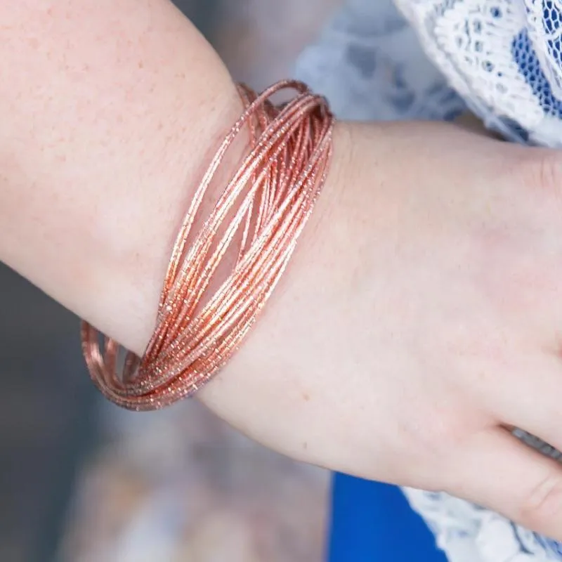 I Sweat Glitter Copper Bangle Look Bracelet