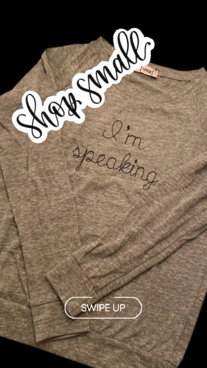 I’m speaking embroidered h. grey  raglan t-shirt