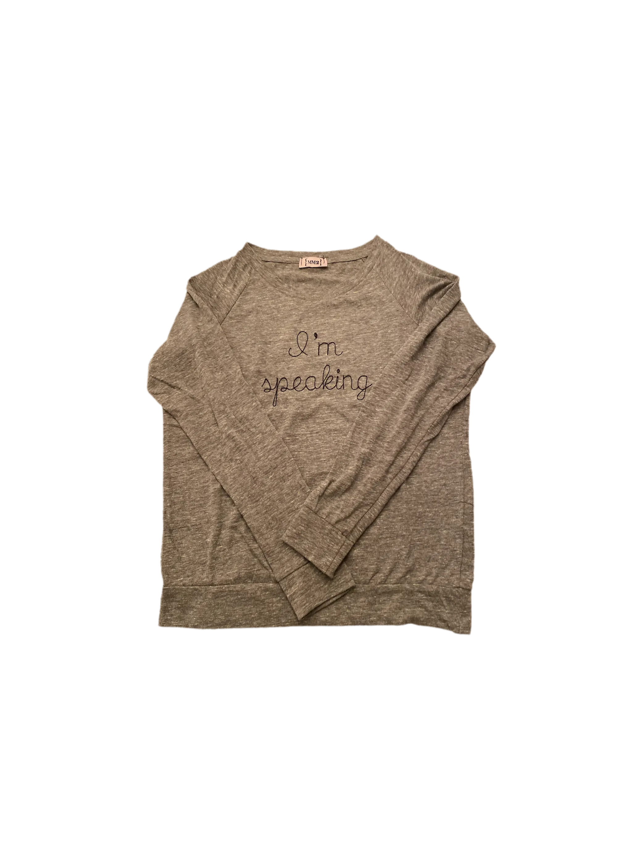 I’m speaking embroidered h. grey  raglan t-shirt