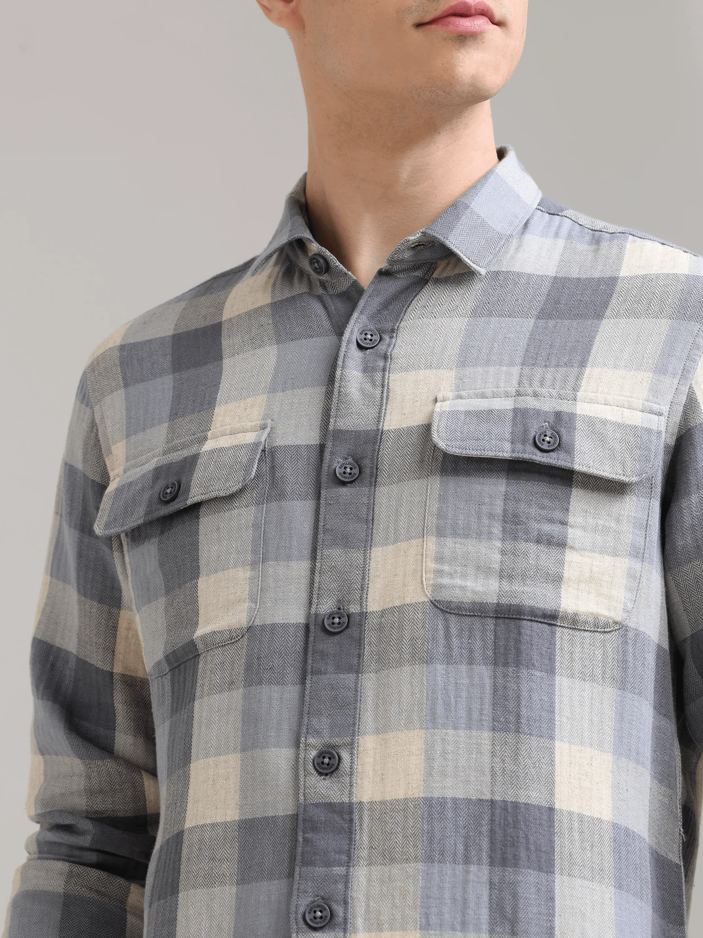 Casual Check Shirt in Lavender Nova Cream