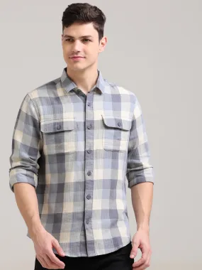 Casual Check Shirt in Lavender Nova Cream