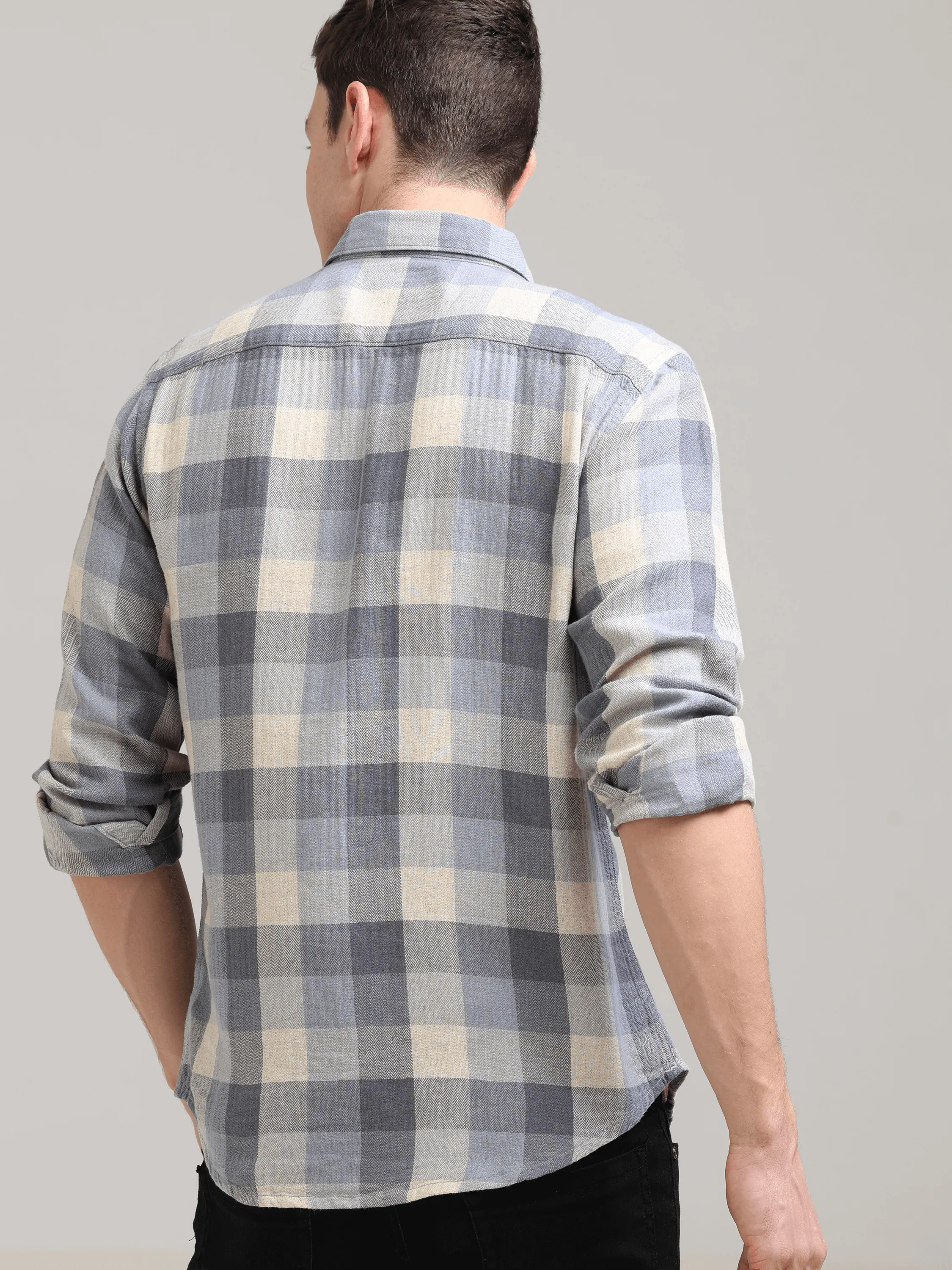 Casual Check Shirt in Lavender Nova Cream