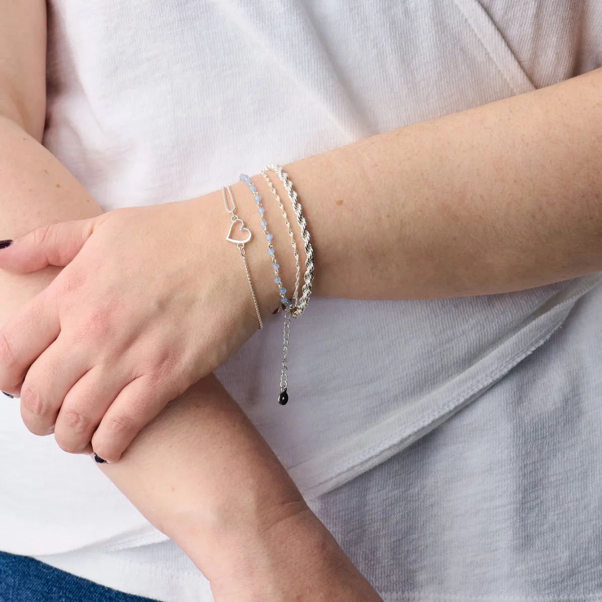 Layered Beaded and Chain Bracelet, Adjustable