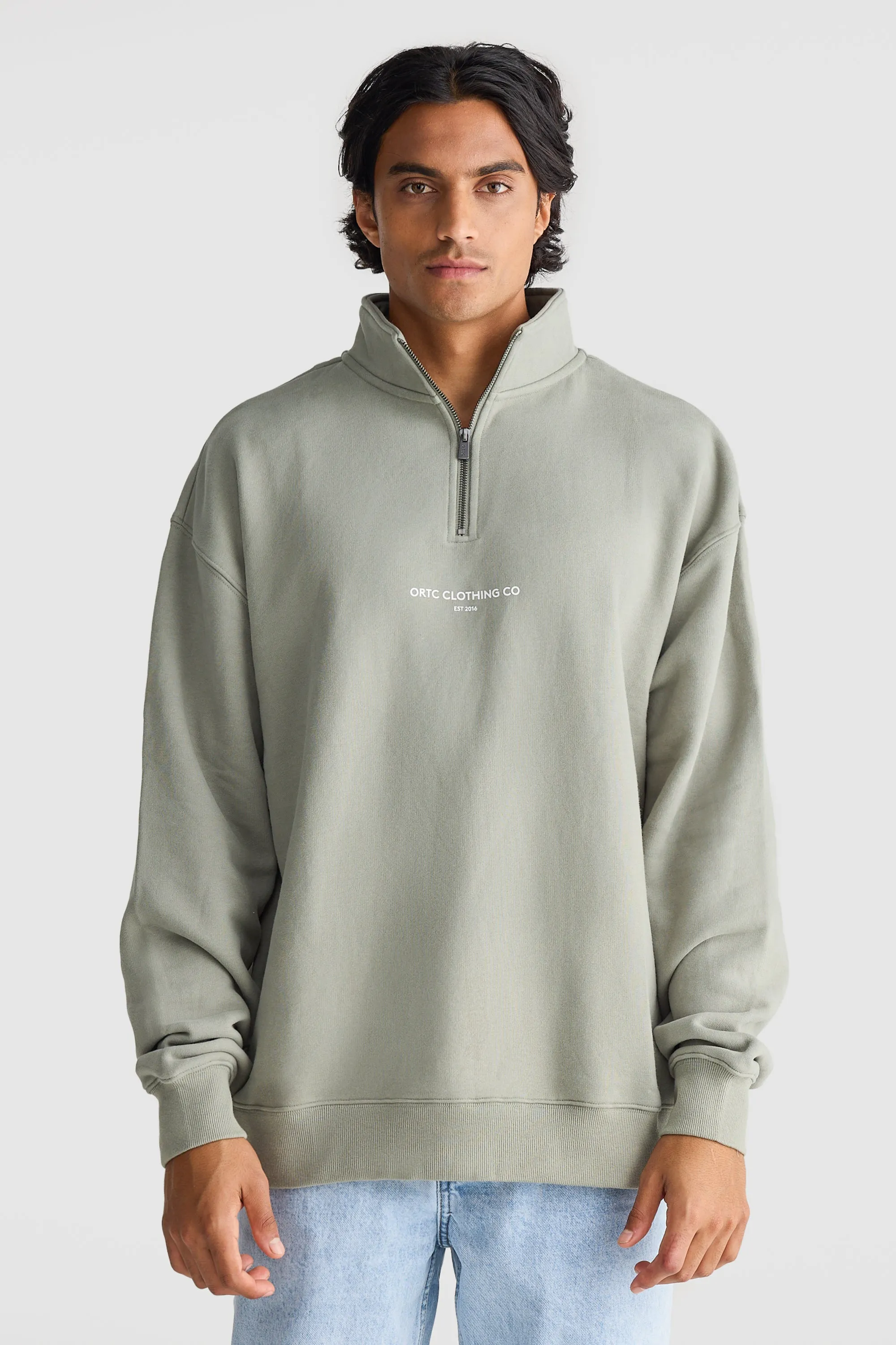 Logo Quarter Zip Olive