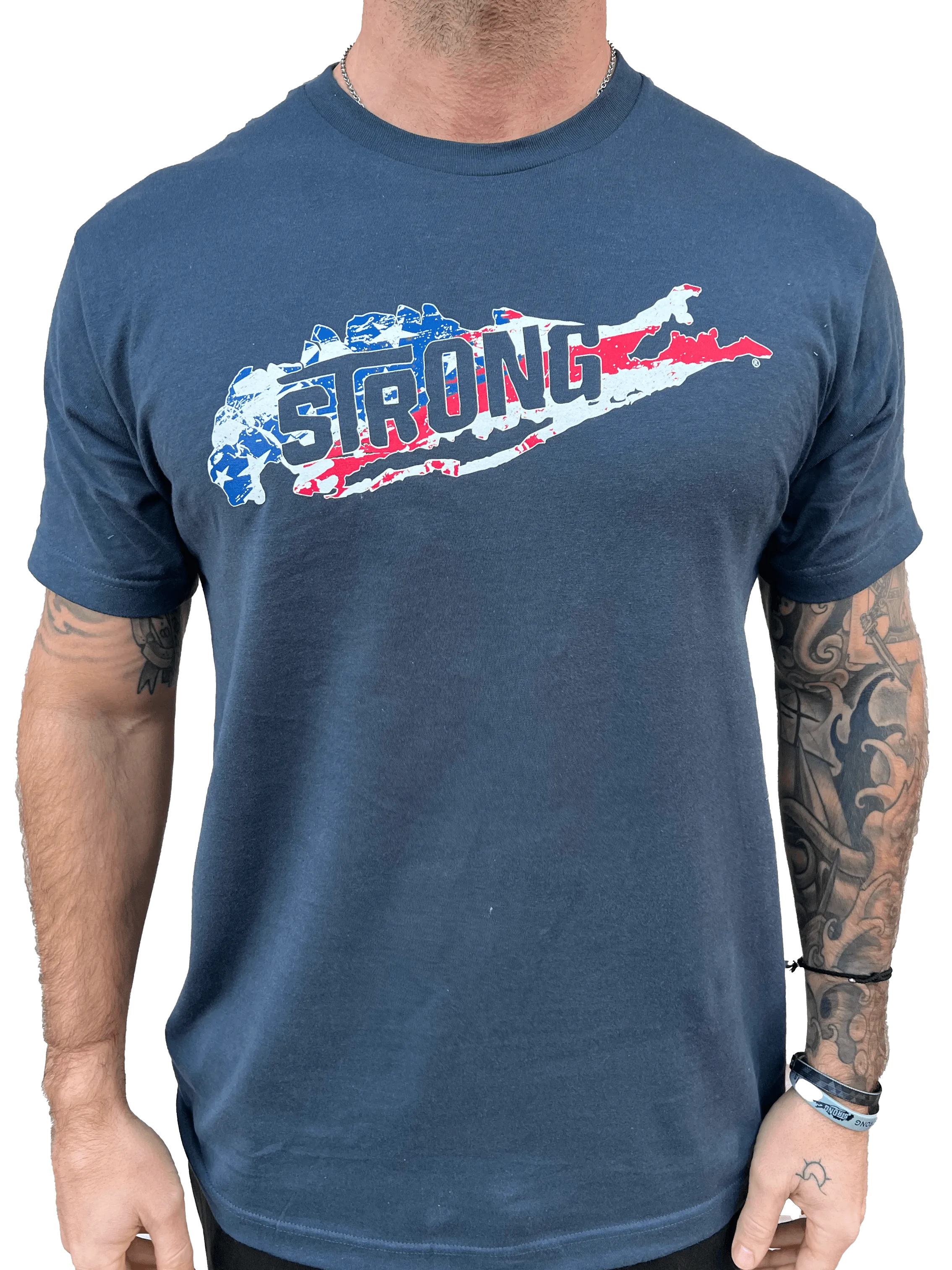 Long Island Strong - American Flag (Navy)